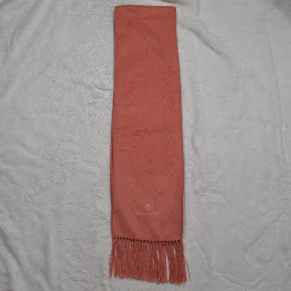 Alpaca Camargo Pink Knit Scarf Alpaca Blend Fuzzy Soft Fringed 75X9 Neutral Peru